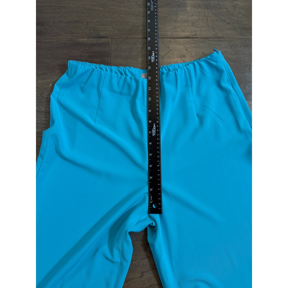 Chicos Turquoise Blue Wide Leg Pants Side Zip Elastic Back Size 1R 8R - Picture 8 of 9